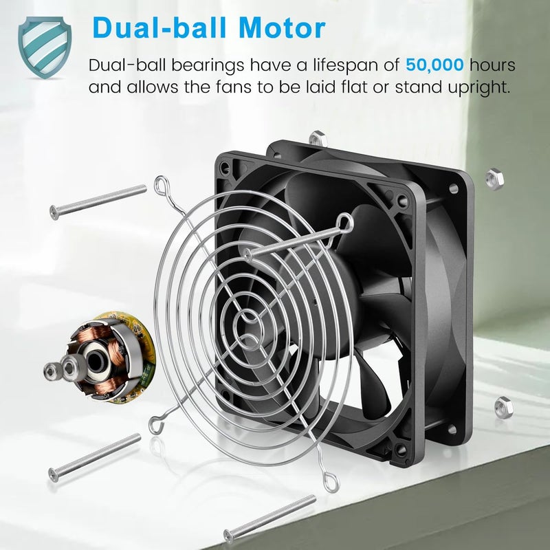 GDSTIME 12V 1238 Cooling Fan, 120mm x 38mm 3000RPM Dual Ball Bearings DC Brushless Fan - Image 5